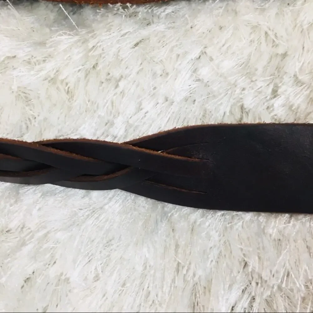 Vintage GAP Leather Braided Sz Small Medium Brown Belt